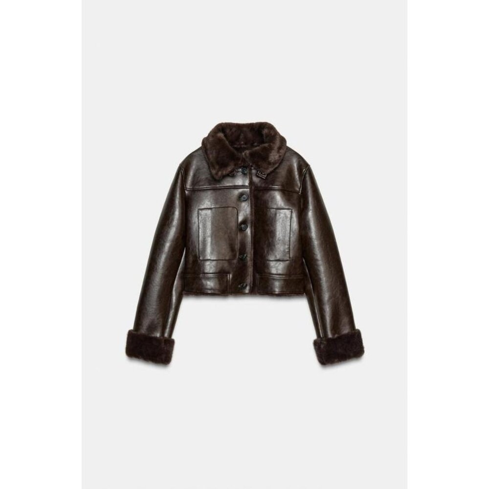 ZARA DOUBLE-FACED FAUX FUR JACKET